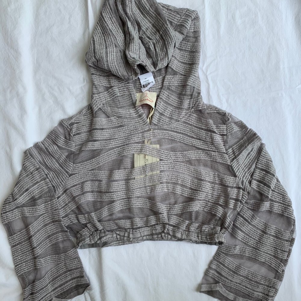 LF Grey Mesh Cropped Hoodie